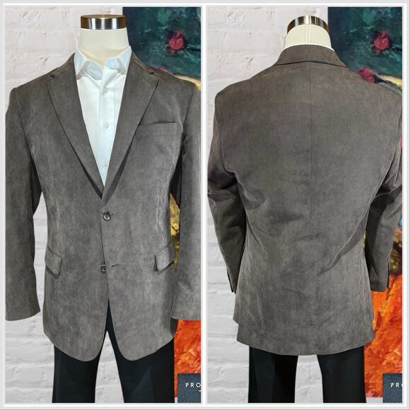 Pronto Uomo Mens 44L Taupe Brown Ultra-Fine Pinwale Corduroy Sport Coat - Picture 6 of 14